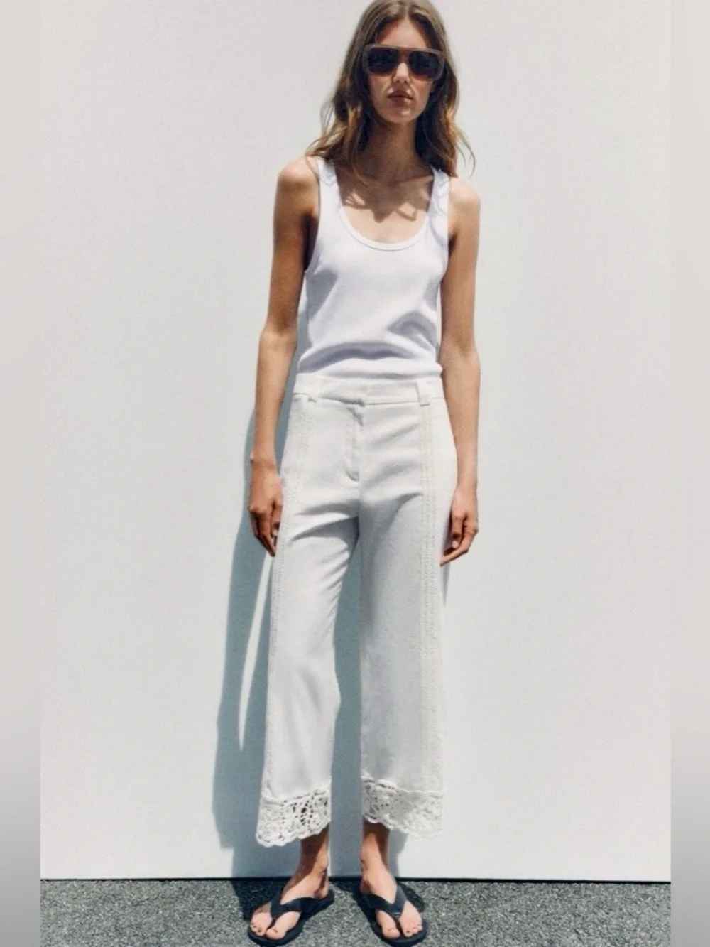 ZARA Crochet Hem Cropped Pants
